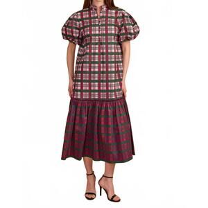 NEW DOUBLE A carly dress in party plaid combo